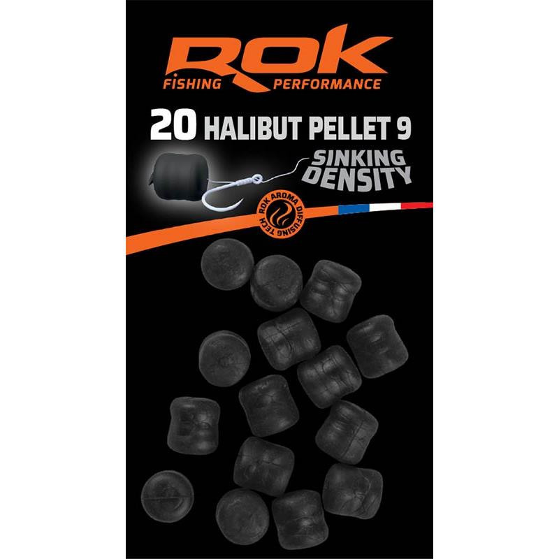 ROK Halibut Pellet Sinking Density 9mm x20 Noir