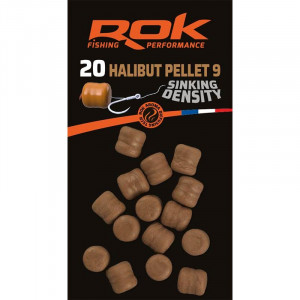 ROK Halibut Pellet Sinking Density 9mm x20 Marron 1